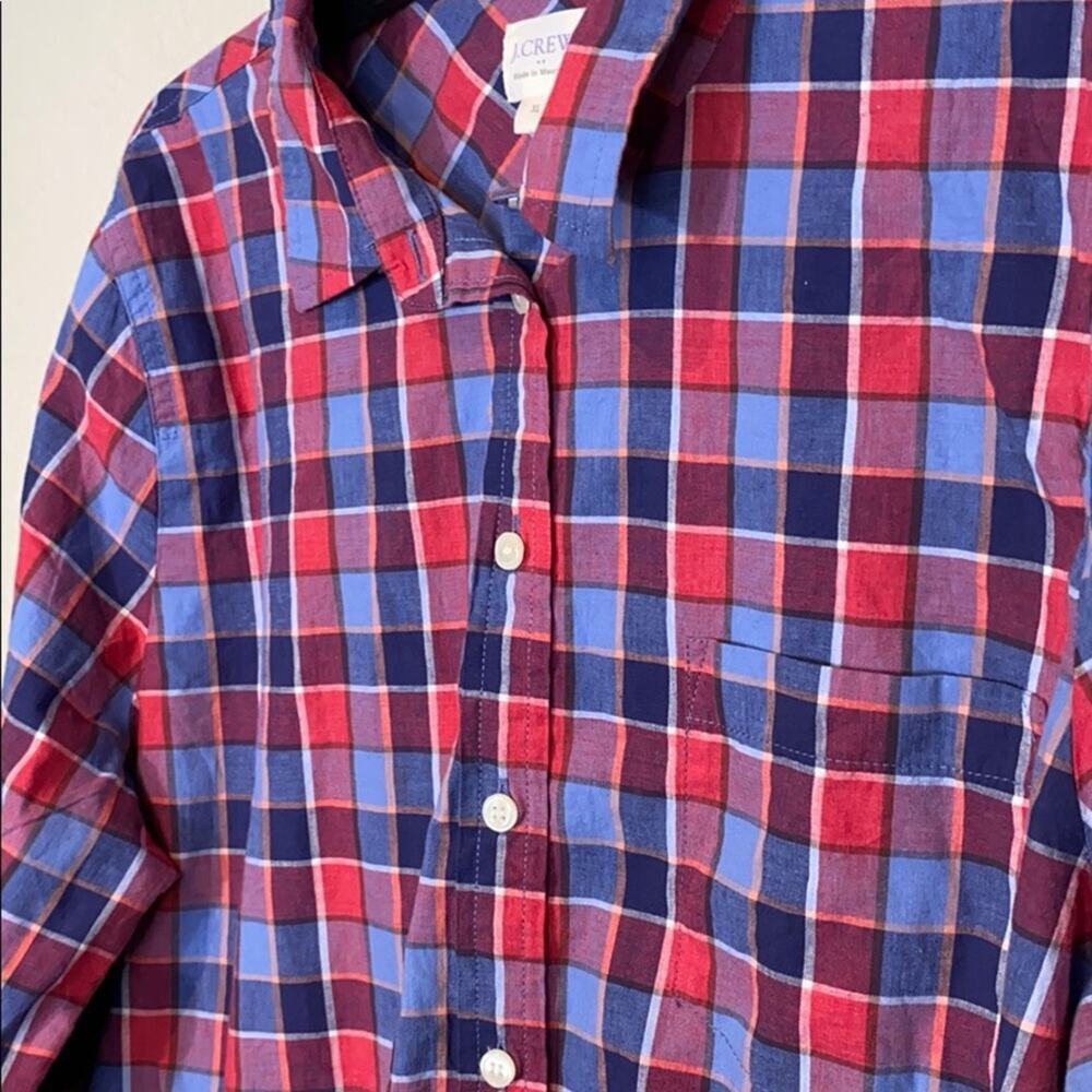 J Crew Factory Plaid Long Sleeve Boy Fit Shirt - Picture 10 of 13